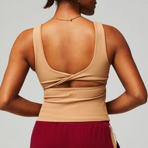 Fabletics Oasis‎ Rib Twist Built-In Bra Tank Quicksand Size Large Ribbed